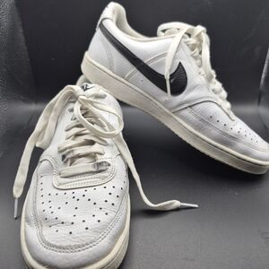Nike Court Vision Low White and Black Athletic Shoes